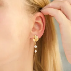 pärla örhängen i förgylld mässing - Eliné