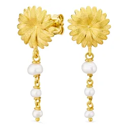 blommor pärla kedja örhängen i förgylld mässing - Eliné