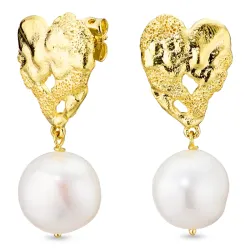 pärla örhängen i förgylld mässing - Eliné