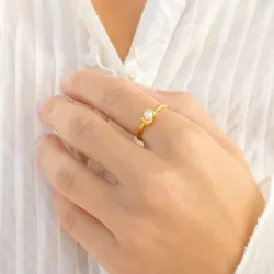 pärla ring i förgylld mässing - Eliné