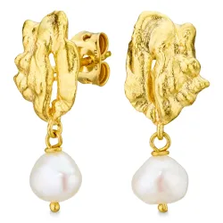 pärla örhängen i förgylld mässing - Eliné