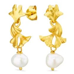 pärla örhängen i förgylld mässing - Eliné