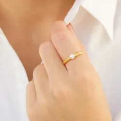 pärla ring i förgylld mässing - Eliné