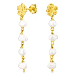 blommor pärla kedja örhängen i förgylld mässing - Eliné