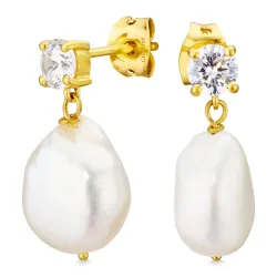 pärla örhängen i förgylld mässing - Eliné