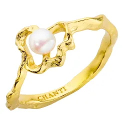 pärla ring i förgylld mässing - Eliné