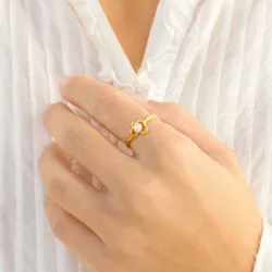 pärla ring i förgylld mässing - Eliné