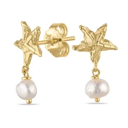 sjöstjärna pärla örhängen i förgylld mässing - Eliné