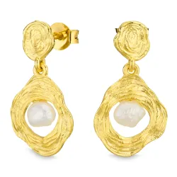 pärla örhängen i förgylld mässing - Eliné