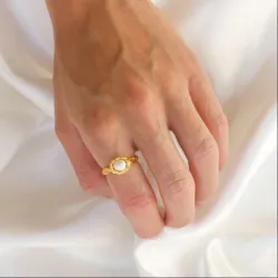 pärla ring i förgylld mässing - Eliné