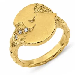 zirkon ring i förgylld mässing - Lumé Etched