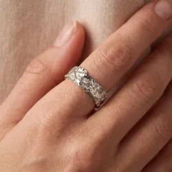 zirkon ring i försilvrad mässing - Lumé Etched