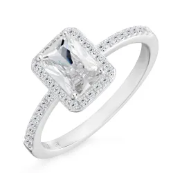 fyrkantigt zirkon ring i silver