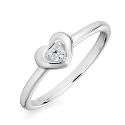 hjärta zirkon ring i silver