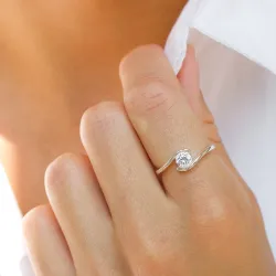 zirkon solitärring i silver