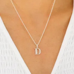 bokstav d zirkon hängen i silver - My Letter