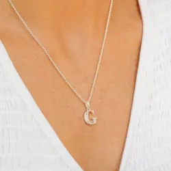 bokstav g zirkon hängen i silver - My Letter