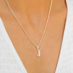 bokstav j zirkon hängen i silver - My Letter