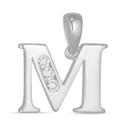 bokstav m zirkon hängen i silver - My Letter