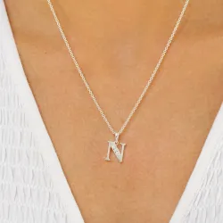 bokstav n zirkon hängen i silver - My Letter
