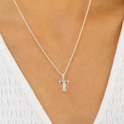 bokstav t zirkon hängen i silver - My Letter