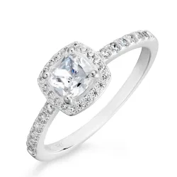 fyrkantigt zirkon ring i silver