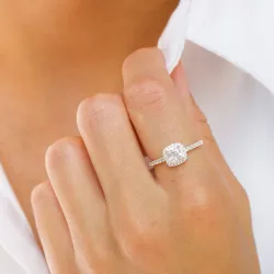 fyrkantigt zirkon ring i silver
