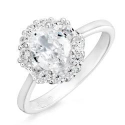 oval zirkon ring i silver