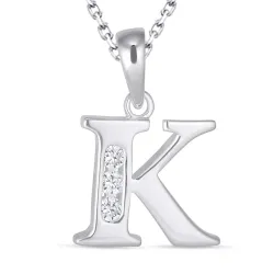 bokstav k zirkon halsband i silver med hängen i silver - My Letter