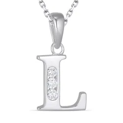bokstav l zirkon halsband i silver med hängen i silver - My Letter