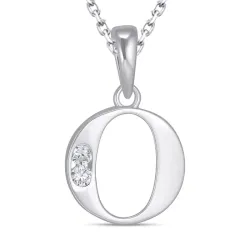 bokstav o zirkon halsband i silver med hängen i silver - My Letter