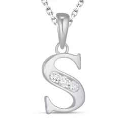 bokstav s zirkon halsband i silver med hängen i silver - My Letter