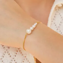 Enamel Carmen pärla panzerarmband i förgyllt silver