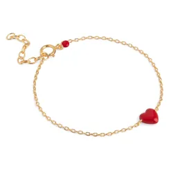 Enamel Amore hjärta armband i förgyllt silver röd emalj