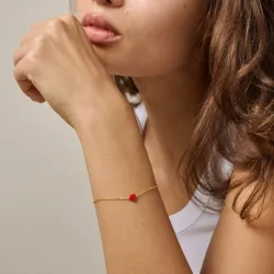 Enamel Amore hjärta armband i förgyllt silver röd emalj