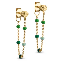 Enamel Lola Spring kedja örhängen i förgyllt silver grön emalj
