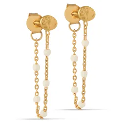 Enamel Lola Daisy Lola Daisy kedja örhängen i förgyllt silver vit emalj