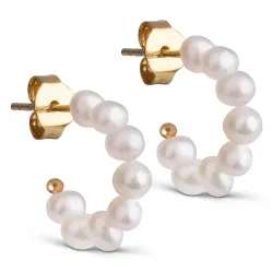 Enamel Pearlie Mini halvcreol i förgyllt silver