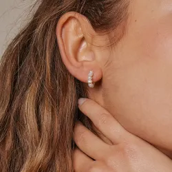 Enamel Pearlie Mini halvcreol i förgyllt silver