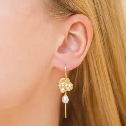 Enamel Kai Pearl pärla kedja örhängen i förgyllt silver