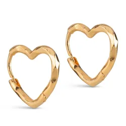 Enamel Organic Heart Small örhängen i förgyllt silver
