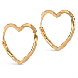 Enamel Organic Heart Medium örhängen i förgyllt silver