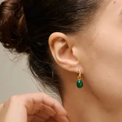 Enamel Significant creol i förgyllt silver grön emalj