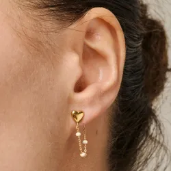 Enamel Lola Heart hjärta Daisy kedja örhängen i förgyllt silver vit emalj