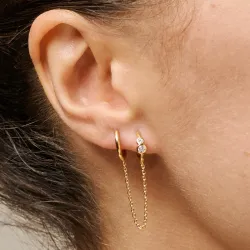 Enamel Nova Chain One Piece kedja örhängen i förgyllt silver vit zirkon