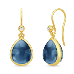 Julie Sandlau Paloma örhängen i förgyllt silver mörkblå kristal vit zirkon