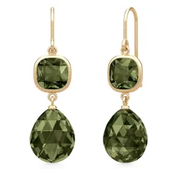 Julie Sandlau Olivia örhängen i förgyllt silver grön kristal vit zirkon