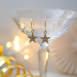 Julie Sandlau Stella stjärna örhängen i förgyllt silver vit zirkon