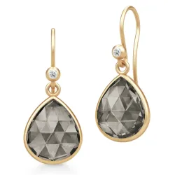 Julie Sandlau Lea örhängen i förgyllt silver brun kristal vit zirkon