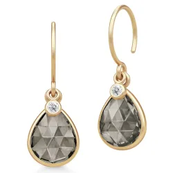 Julie Sandlau Leela örhängen i förgyllt silver brun kristal vit zirkon